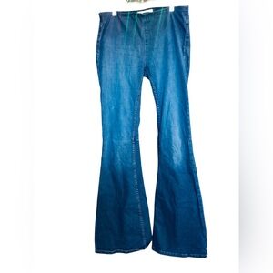 Free People Blue Flare Wide Leg Jeans
